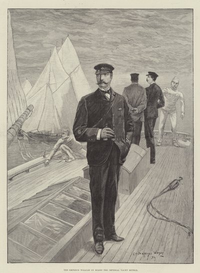 El emperador Guillermo a bordo del yate imperial Meteor de Henry Charles Seppings Wright